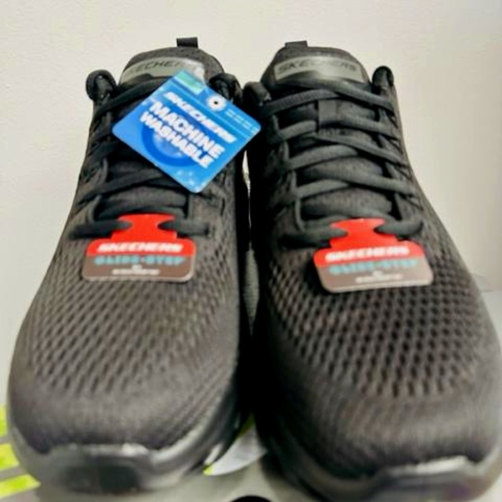 SKECHERS Men's Glide-Step Sport-Wave Heat Memory Foam Black 9.5 New In Box - Picture 2 of 6